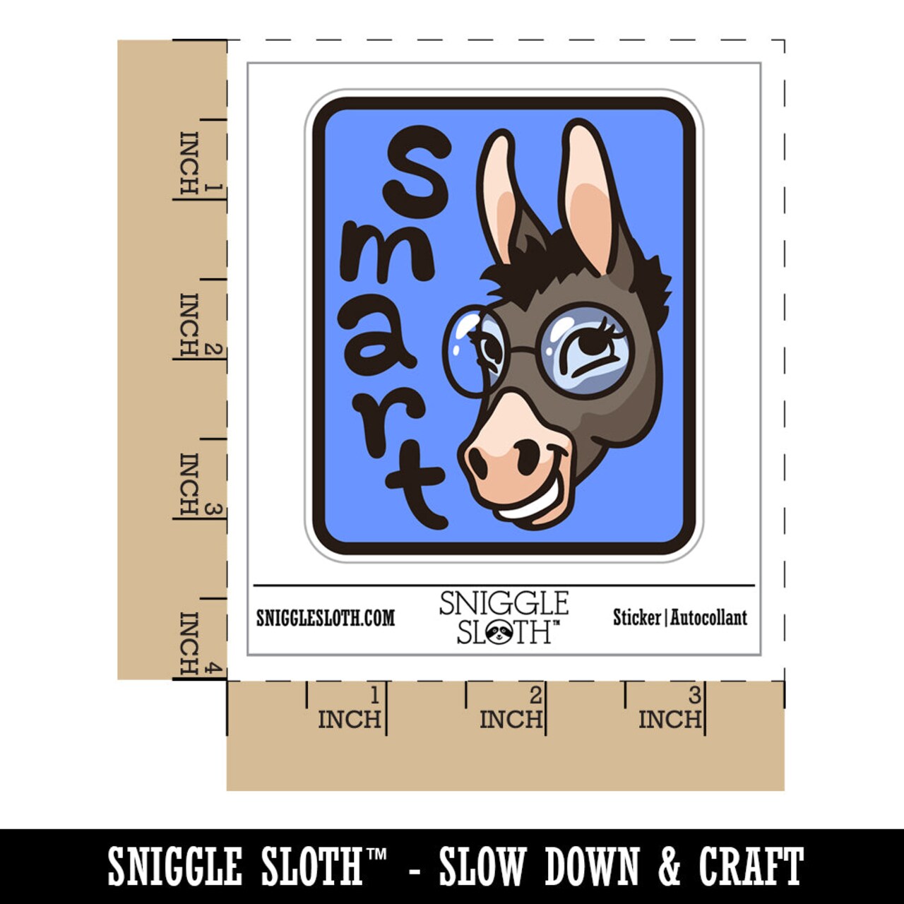 Smiling Smart Donkey with Glasses Waterproof Vinyl Phone Tablet Laptop Water Bottle Sticker Set - 5 Pack